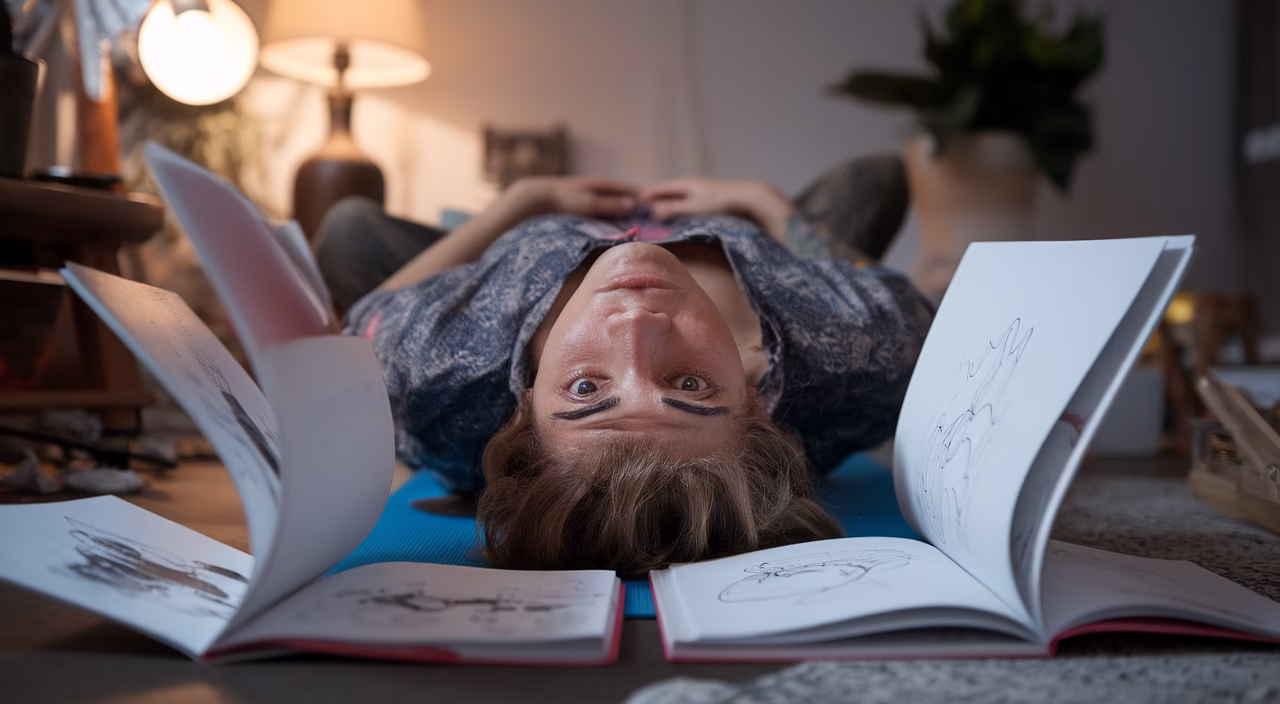 Woman lying on yoga mat exhausted