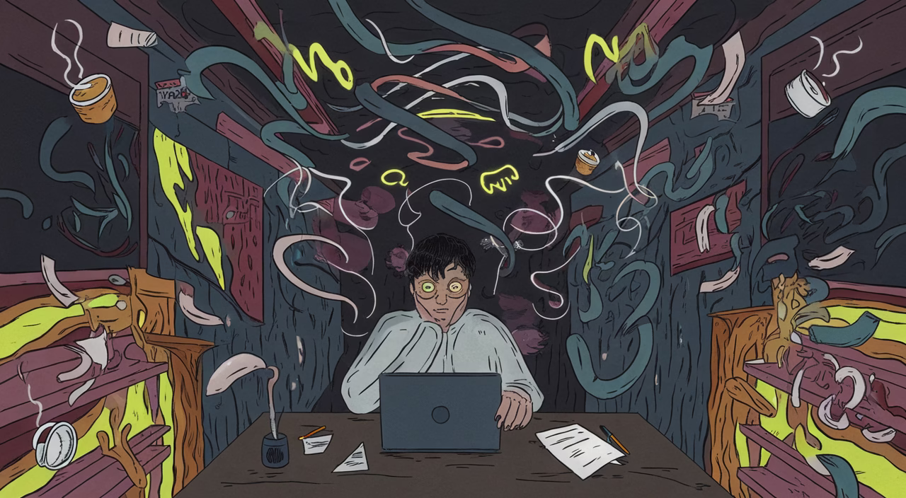 Abstract anxious creative chaos