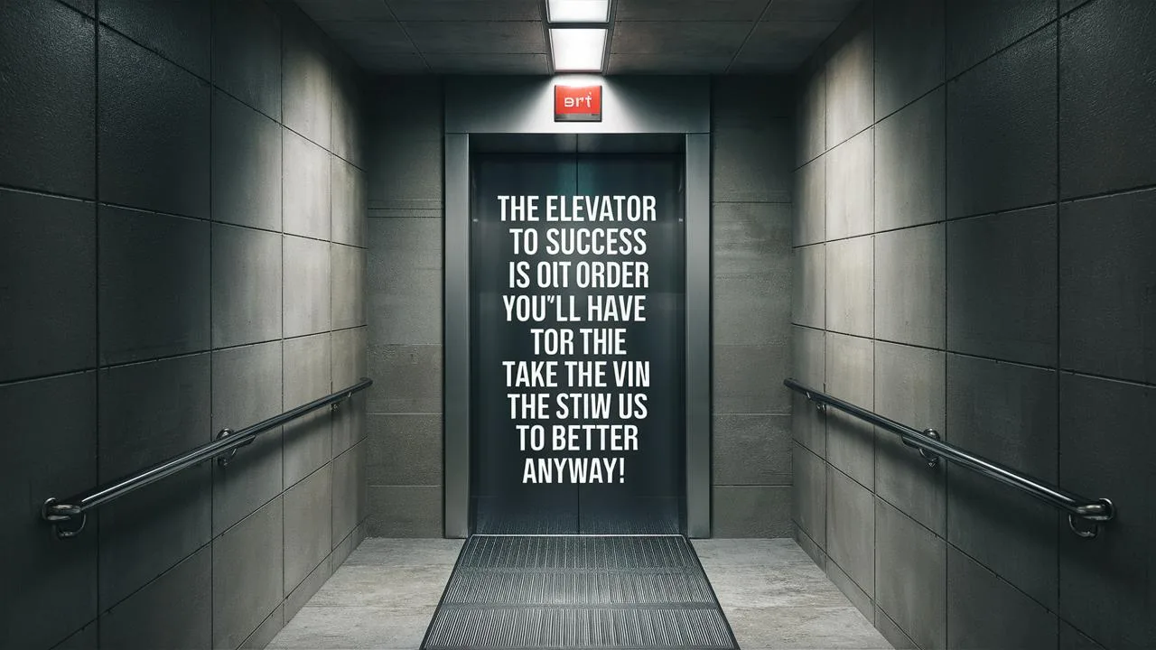 The elevator to success is out of order You’ll have to take the stairs but the view is better anyway!